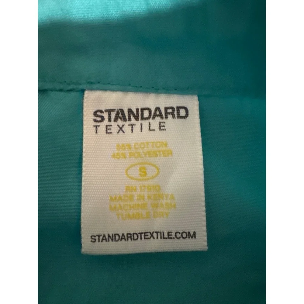 Standard Textile Scrub Set Small Teal Green V-Neck Top Drawstring Pants Medical